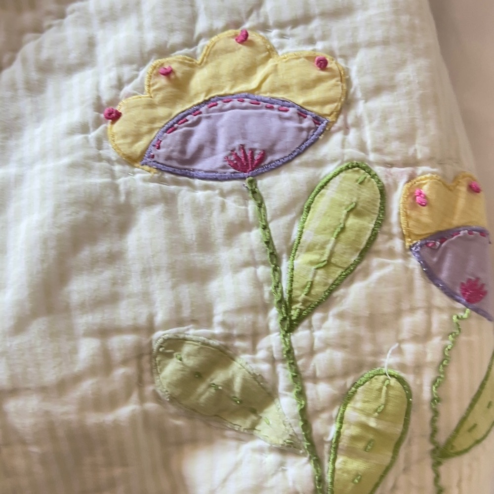 Pottery Barn Kids White and Purple Floral Quilt - Picture 3 of 14